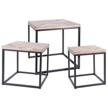 Ensemble De Tables D'appoint 3 Pcs Teck H&s Collection