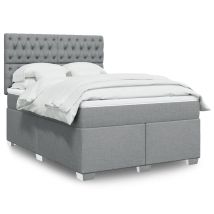 Sommier À Lattes De Lit Avec Matelas Lit Double Lit Adulte Gris Clair 140x200cm Tissu