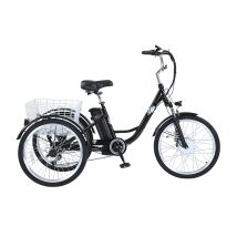M300 Tricycle Électrique 24", Batterie 36v 15ah, 7 Vitesses, Vélo 3 Roues Stable, Noir