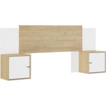 Tete De Lit - Alix - Extensible - Châtaignier Naturel / Blanc - 246/226/206 X 34 X 91 Cm -
