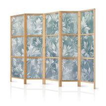 Paravent Japonais - Ornements En Turquoises Sourdes Usées - Motif Végétal Délicat 225x172