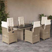Ensemble À Manger De Jardin Et Coussins 7 Pcs Beige Poly Rotin Vidaxl