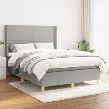 Sommier À Lattes De Lit Avec Matelas Lit Double Lit Adulte Gris Clair 140x200cm Tissu