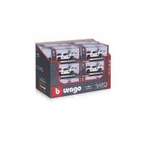 Display De 12 Voitures Miniatures 1:43 Métal Blanc Course Bburago