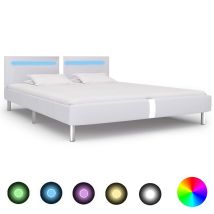 Lit Avec Led Blanc Similicuir 180x200 4