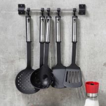 Ensemble D'ustensiles De Cuisine 6 Pcs Noir Et Argenté Hi