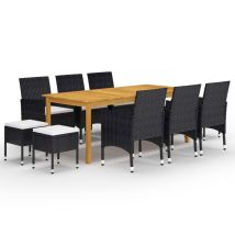 Ensemble De Salle À Manger De Jardin 11 Pcs Noir