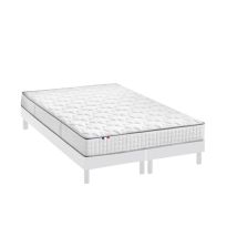 Ensemble Matelas Ressorts + Visco Sommier En Kit Blanc 180x200