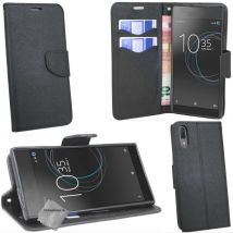 Housse Etui Coque Pochette Portefeuille Pour Sony Xperia L3 + Film Ecran - Noir / Noir