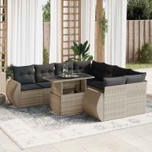 Salon De Jardin 9 Pcs Avec Coussins Gris Clair Résine Tressée Vidaxl