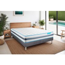 Ensemble 180x200 Matelas Bodyflex Ressorts Ensachés Et Mémoire De Forme + Sommier Kit Gris