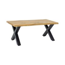 Table Basse Rivet Effet Bois Naturel Et Pieds Métal Noir En X – Table Design Industri