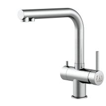 Mitigeur Évier 3 Voies En Acier Inox Chirurgical, Pour Les Filtres À Eau, Bec Orientable 360°, Acier Brossé - 28cm