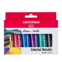 Royal Talens Peinture Acrylique Set Métallisé - 6 Couleurs - Tubes 20 Ml - Peinture