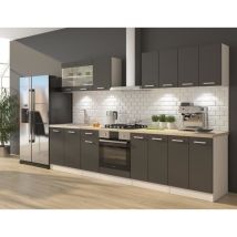 Cuisine Complete Avec Meuble Four Et Plan De Travail Inclus L 300 Cm - Gris Mat