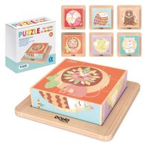 Dohe Puzzle En Blocs De Bois Naturel – Bords Arrondis – Motifs Animaux – Stimule La Coordinati