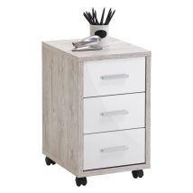 Classeur Mobile Chêne Sable Blanc Brillant Fmd