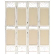 Cloison De Séparation 4 Panneaux Crème 140x165 Cm Tissu Vidaxl