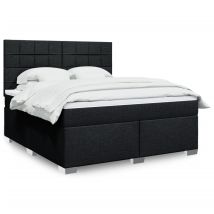 Sommier À Lattes De Lit Avec Matelas Noir 180x200 Cm Tissu Vidaxl