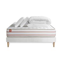 Pack Prêt A Dormir Matelas Le Doux 140x190cm Memoire De Forme - Ep. 24cm + Sommier Blanc + 2 Oreillers + Couette 240x220