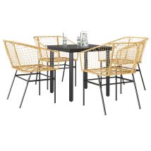 Ensemble À Manger Jardin 5pcs Marron Poly Rotin Verre Vidaxl