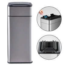 Poubelle Cuisine Automatique Latérale - Ouverture Papillon - Inox Ss304 - 60l - Piles Ou Batterie