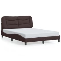 Lit Double Lit Adulte Cadre De Lit Sans Matelas Marron Foncé 140x200 Cm Tissu