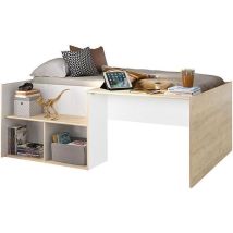 Lit Combiné Enfant Oscar - 90 X 190 Cm - Chene Clair / Blanc -