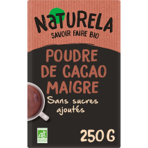 Naturela - Cacao Bio Maigre En Poudre Sans Sucres Ajoutés Naturela - Le Sachet De 250g