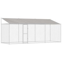 Cage Pour Chien Avec Toit Argenté 600 X 200 X 258 Cm Vidaxl