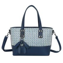 Sac Cabas Pour Femme Texturé Effet Maille Carrée Avec Nœud Et Bandoulière Bleu Gallantry