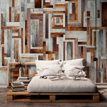 Papier Peint Labyrinth Of Wooden Planks-taille L 50 X H 100 Cm