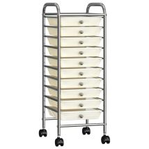 Chariot De Rangement Mobile À 10 Tiroirs Blanc Plastique Vidaxl