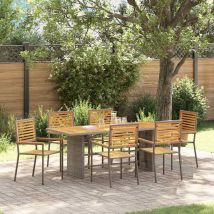 Ensemble De Salle À Manger Pour Jardin 7 Pcs Gris Et Marron Vidaxl