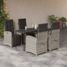 Ensemble À Manger De Jardin Et Coussins 5 Pcs Gris Clair Rotin Vidaxl