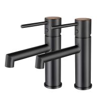 Pack 2 Robinets De Lavabo Mitigeur K2o Lusso Zen 16,5x5x18,5 Cm Noir Mat, Aérateur Incorporé Et Mécanisme À Cartouche C