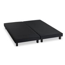 Sommiers Tapissiers A Lattes 2x80x200 Cm - Bois Massif Noir + Pieds - Rakenne