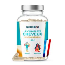 Complexe Cheveux - Pousse Croissance Rapide - Anti Chute - Biotine Vitamine B8 Et Kératine - 60 Gélules Vegan Nutri&Co