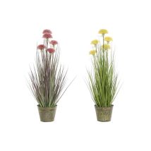 Plante Décorative Dkd Home Decor Rose Métal Jaune Pvc (30 X 30 X 78 Cm) (2 Unités)