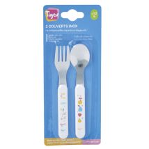 Set de couverts blanc inox dès 12 mois TIGEX