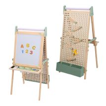 Sunny Mika Chevalet Pour Enfants En Bois, Panneau Perforé, Beige Double Face : Tableau Blanc/noir Tableau