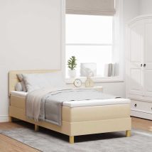 Lit À Ressort Led Avec Bandes Led Crème 80 X 200 Cm Tissu Vidaxl