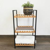 Support De Rangement Et 3 Étagères Bambou Et Acier Bathroom Solutions