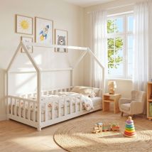 Lit Cabane Kiwi 90x190 Avec Sommier Et Matelas /blanc