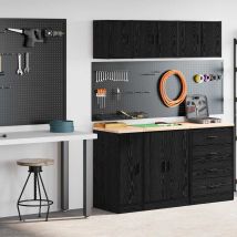 Armoires De Garage 2 Pcs Noir Bois D'ingénierie Vidaxl
