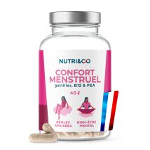 Le Féminin - Syndrôme Prémenstruel & Confort Menstruel - Pea pour Règles Douloureuses - 40 Gélules Vegan Nutri&Co