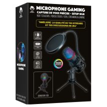 Micro Gaming Usb Geek Monkeys Gm409 Noir Avec Rgb, Filtre Antipop, Support De Bureau