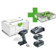 Visseuse À Percussion Sans Fil Tid 18 Hpc 4,0 I-plus Organizer Edition - Festool - Avec 2 Batteries 18v 4.0 Ah + Chargeu