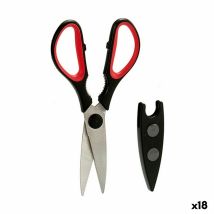Ciseaux Cuisine 21 X 8 X 1 Cm Rouge Noir Acier Caoutchouc Polypropylène (18 Unités)