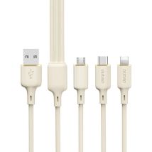 Câble 3 En 1 Renforcé Sr Usb-a - Usb-c / Lightning / Microusb 66 W 1,2 M Beige